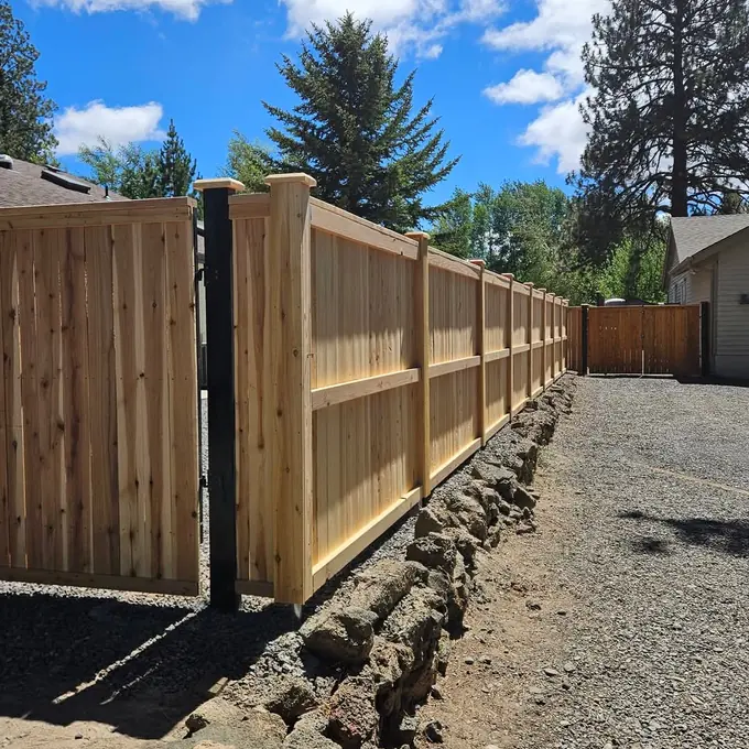 Privacy fence along path